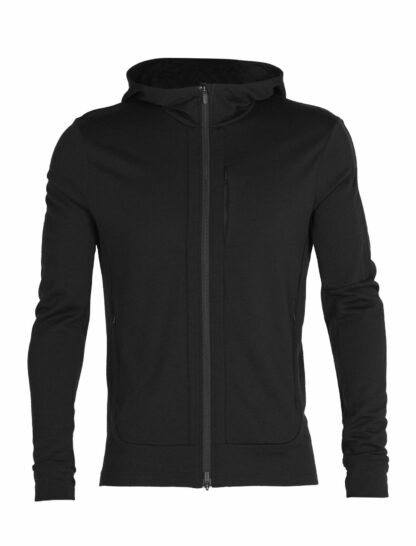 Veste à capuche zippée de la marque IceBreaker modèle Quantum III de couleur noire, 100% Laine mérinos, pour homme.